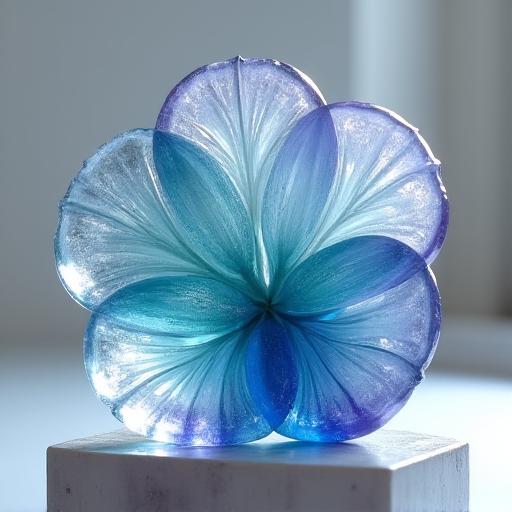 蛍石を彫刻した花の形のオブジェ