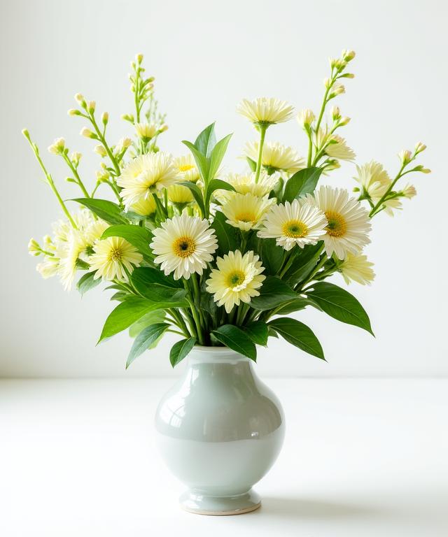 モダンな花瓶に生けられた豪華なフラワーアレンジメント